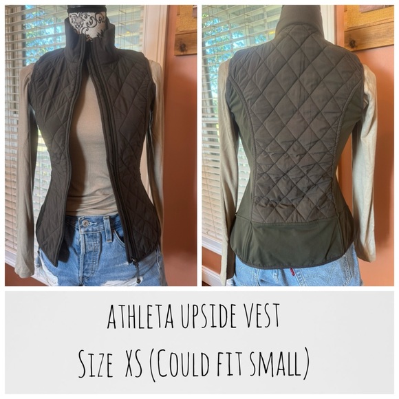 Athleta Jackets & Blazers - Athleta Quilted Upside Vest Army Green XS | Lightweight Quilted Athleisure Vest